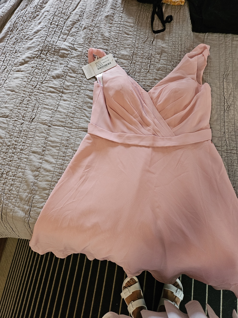 Azazie Pink Chiffon V-Neck Bridesmaid Dress
